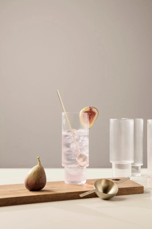 Ferm LIVING Verres à Long Drink Ripple, 4 pièces, Transparent 4 Ferm LIVING Verres à Long Drink Ripple, 4 pièces, Transparent – Image 2