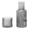 Ferm LIVING Ensemble Carafe Et Verre Ripple, Petit Modèle, Smoked Grey
