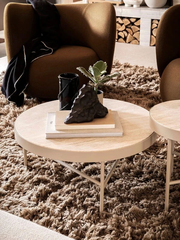 Ferm LIVING Grande Table D'appoint Travertine, Cashmere 4 Ferm LIVING Grande Table D'appoint Travertine, Cashmere – Image 2