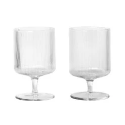 Ferm LIVING 2 verres à Vin Ripple, Transparent
