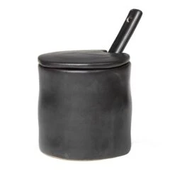 Ferm LIVING Pot à Confiture Flow Avec Cuillère, Noir