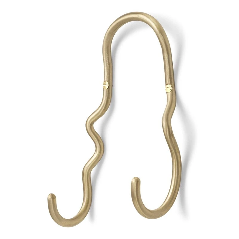 Ferm LIVING Patère Double Curvature, Laiton 4 Ferm LIVING Patère Double Curvature, Laiton – Image 2