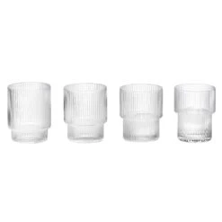 Ferm LIVING Verres Ripple, 4 pièces, Transparent