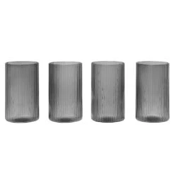Ferm LIVING Verres Ripple Verrines, Lot De 4, Smoked Grey