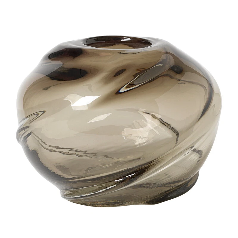 Ferm LIVING Vase Rond Water Swirl, Smoked Grey 3 Ferm LIVING Vase Rond Water Swirl, Smoked Grey