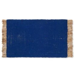 Ferm LIVING Tapis Block, 80 X 50 Cm, Bleu Vif - Naturel