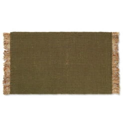 Ferm LIVING Tapis Block, 80 X 50 Cm, Olive - Naturel