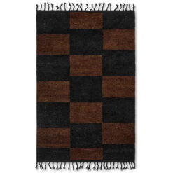 Ferm LIVING Tapis Noué Mara, L, Noir - Chocolat