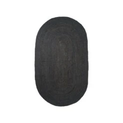 Ferm LIVING Petit Tapis Ovale En Jute Eternal, Noir