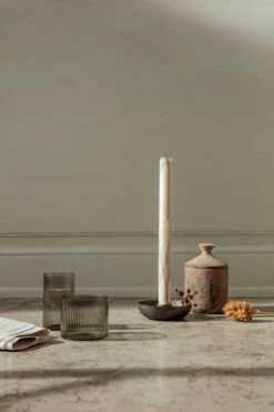 Ferm LIVING Verres Bas Ripple, Lot De 4, Smoked Grey -Ferm Living fermLIVING AW21 RippleLowGlasses BowlCandleHolderSingle DrypCandle image