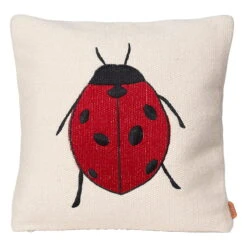Ferm LIVING Coussin Brodé Forest, Coccinelle