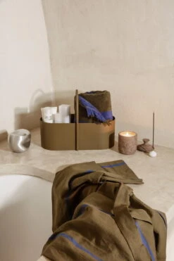 Ferm LIVING Peignoir Field, Olive - Bleu Vif -Ferm Living fermLIVING SS22 FieldRobe AleeHandTowel image 1