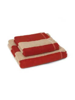 Ferm LIVING Serviette De Bain Alee, 70 x 140 cm, Beige - Rouge -Ferm Living fermLIVING AleeTowel 11042655841104265581 pack 3